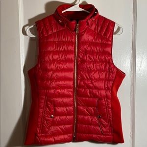 Red puffer vest